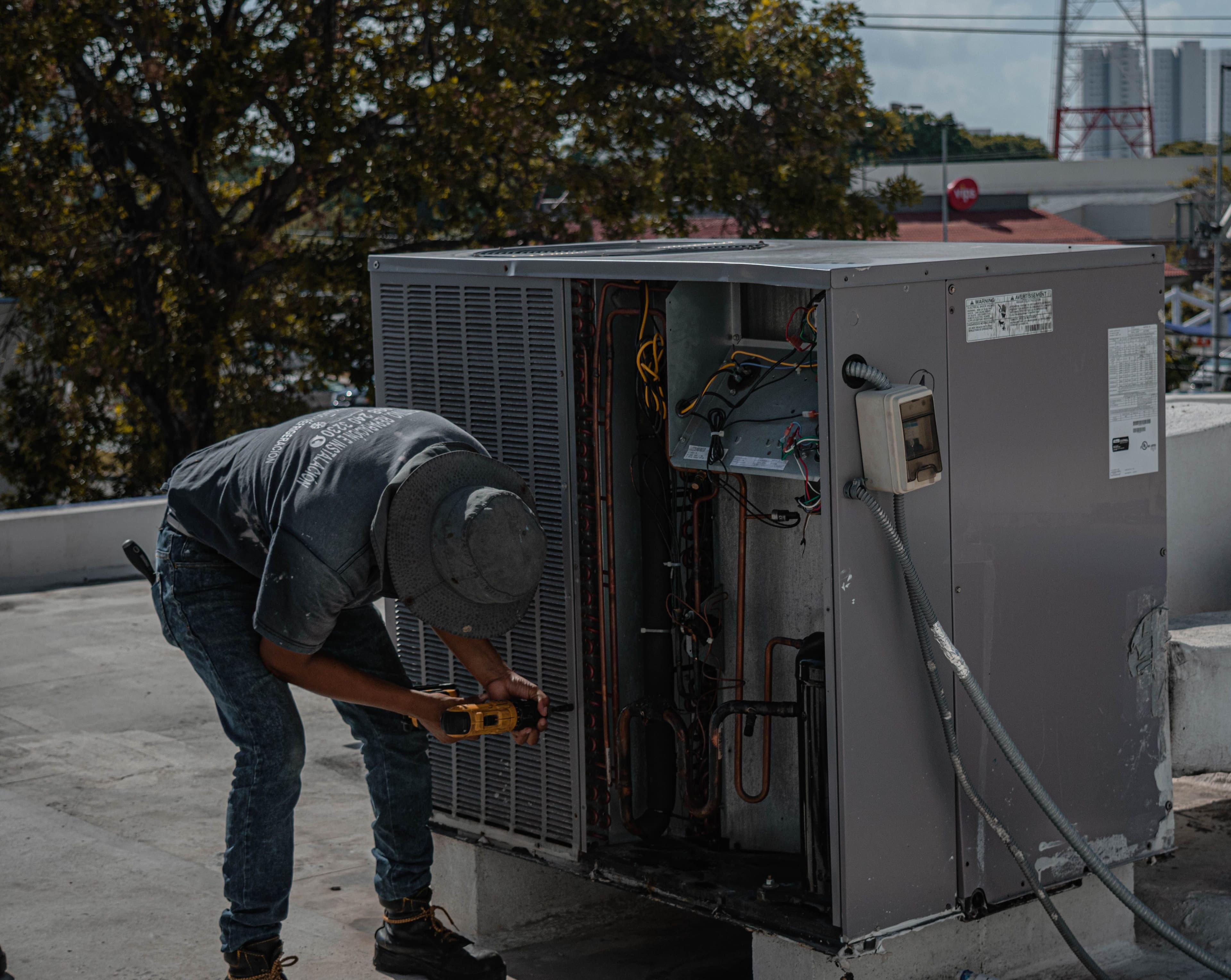 Commercial building with HVAC units